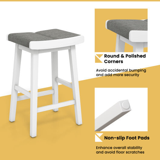 2 Pieces 26/31.5 Inch Upholstered Saddle Barstools with Padded Cushions-31.5 inches