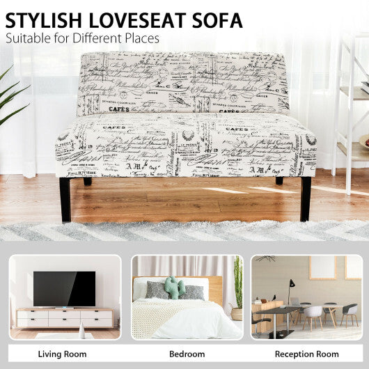 Living Room Wooden Leg Armless Loveseat Sofa-Multicolor