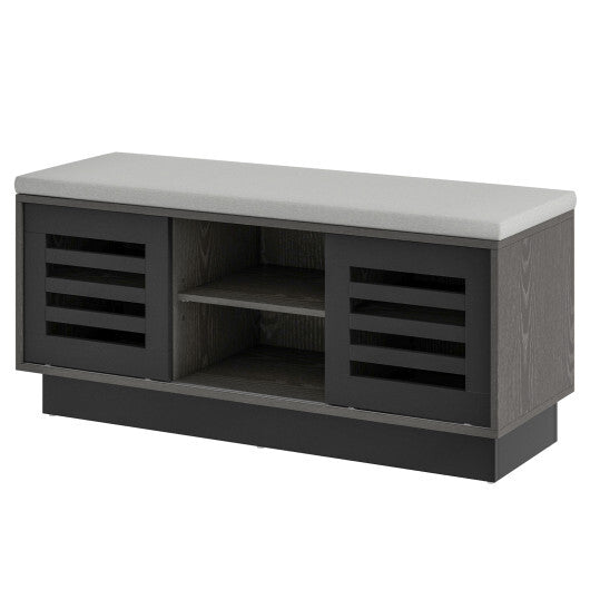 Shoe Bench with 6 Storage Compartments and 3 Adjustable Shelves-Natural