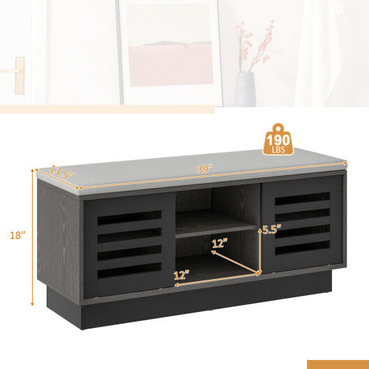 Shoe Bench with 6 Storage Compartments and 3 Adjustable Shelves-Natural