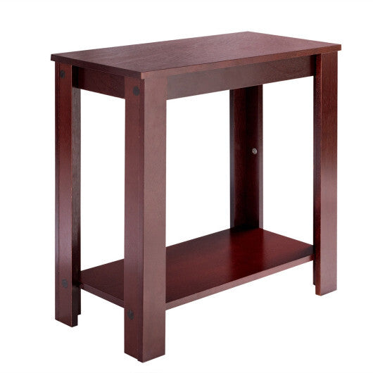 2-Tier Modern Compact End Table with Storage Shelf-White