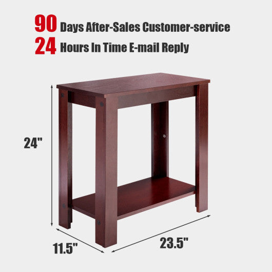 2-Tier Modern Compact End Table with Storage Shelf-White