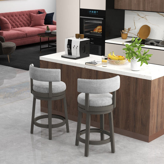 27/31 Inch Swivel Bar Stool with Upholstered Back Seat and Footrest-31 inches