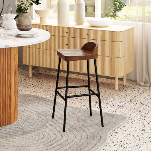 Set of 1/2 29 Inch Industrial Bar Stools with Low Back and Footrests-Set of 2