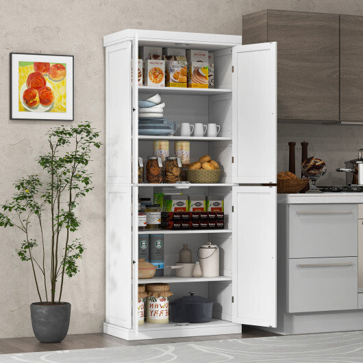 72.5 Inches Tall Buffet Cabinet with 6-Tier Shelves and 4 Doors-Black
