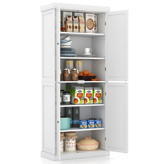 72.5 Inches Tall Buffet Cabinet with 6-Tier Shelves and 4 Doors-Black
