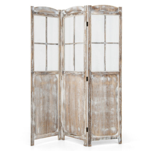 6 Feet Folding Privacy Screen-Coffee