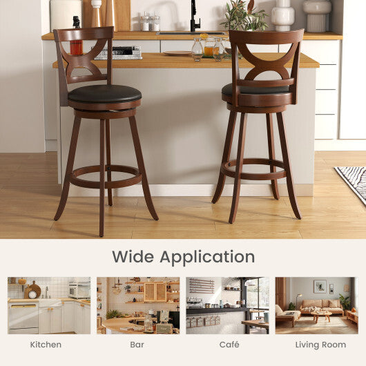 24 Inch Swivel Bar Stools Set of 2 with Soft Cushion and Elegant Hollow Backrest