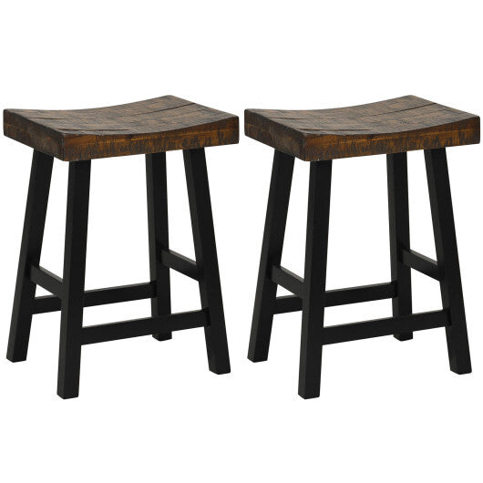 24 Inch Solid Wood Saddle-Seat with Curved Seat Surface and Comfortable Footrests-24 inches