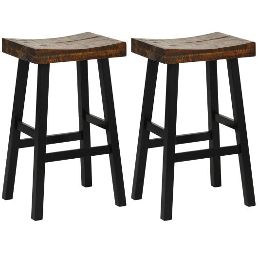 24 Inch Solid Wood Saddle-Seat with Curved Seat Surface and Comfortable Footrests-24 inches