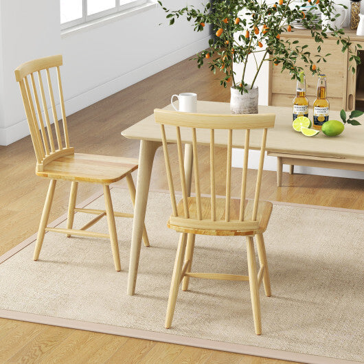 Set of 2 Windsor Dining Chairs with High Spindle Back-Black