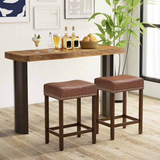 24 Inch Upholstered PU Leather Bar Stools Set of 2-Gray