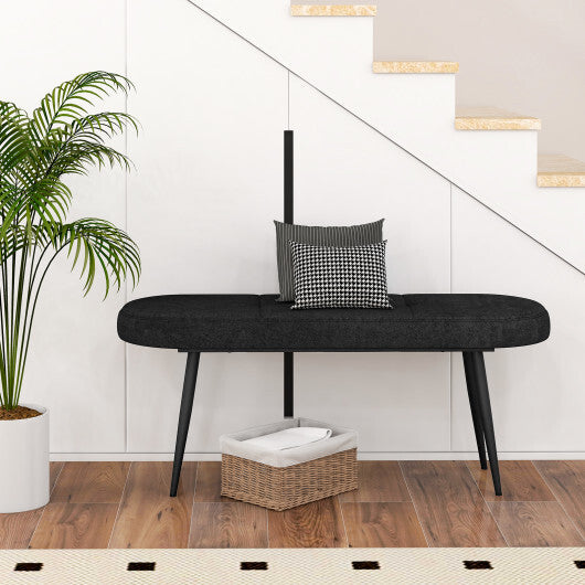 47 Inch Upholstered Entryway Bench with Heavy-duty Metal Frame-Gray