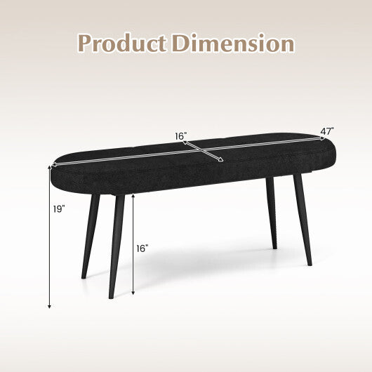47 Inch Upholstered Entryway Bench with Heavy-duty Metal Frame-Gray