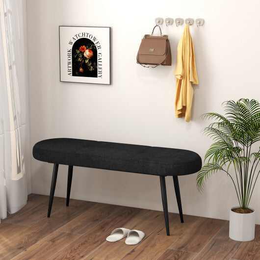 47 Inch Upholstered Entryway Bench with Heavy-duty Metal Frame-Gray