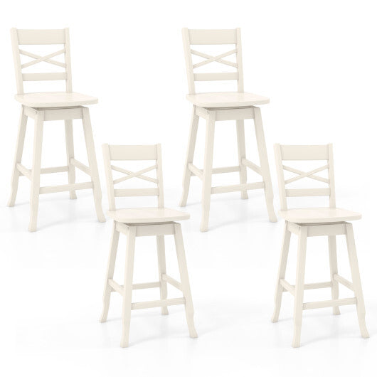Swivel 24-Inch Counter Height Stool Set of 2 with Inclined Backrest-Cream