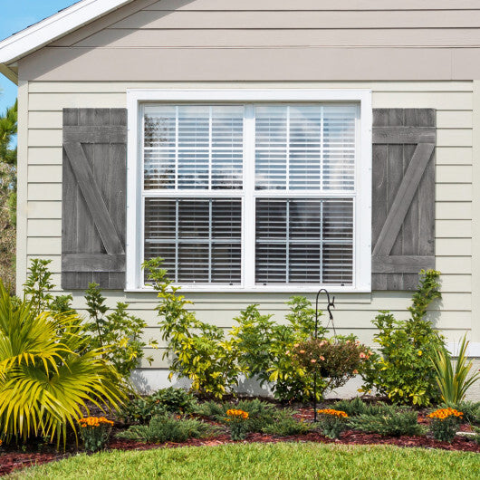 36 x 13 Inch Farmhouse Paulownia Wood Window Shutters Set of 2 for Windows-Light Brown