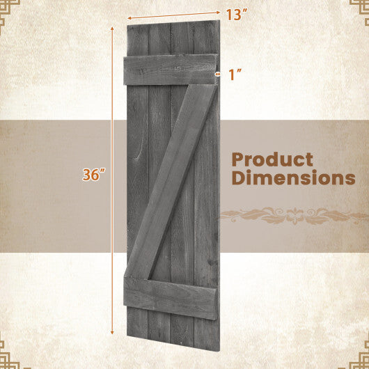36 x 13 Inch Farmhouse Paulownia Wood Window Shutters Set of 2 for Windows-Light Brown