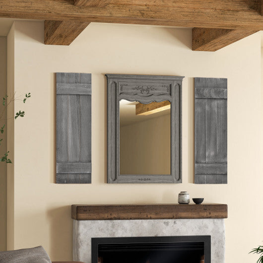 36 x 11 Inch Farmhouse Paulownia Wood Window Shutters Set of 2 for Windows-Light Brown