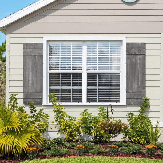 36 x 11 Inch Farmhouse Paulownia Wood Window Shutters Set of 2 for Windows-Light Brown