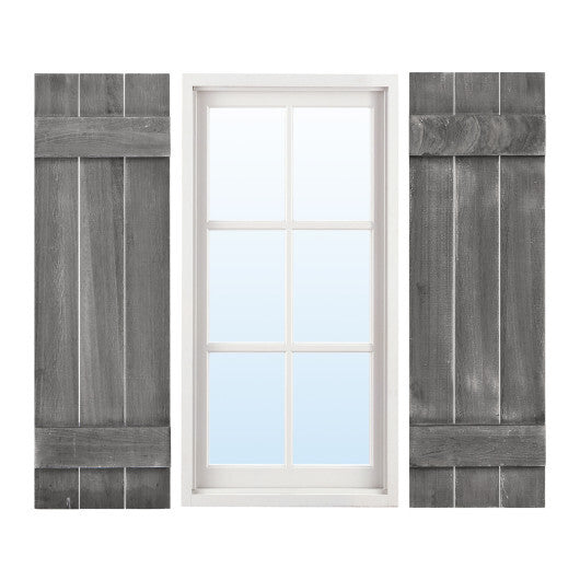 36 x 11 Inch Farmhouse Paulownia Wood Window Shutters Set of 2 for Windows-Light Brown
