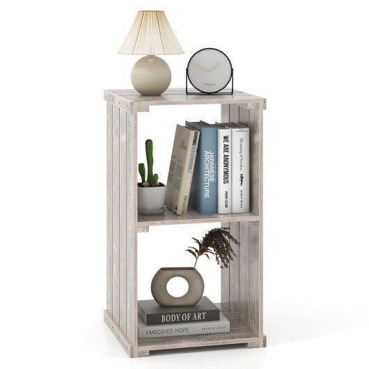 2-Cube Storage Shelf with Open Back and 3-Tier Shelf-Light Gray