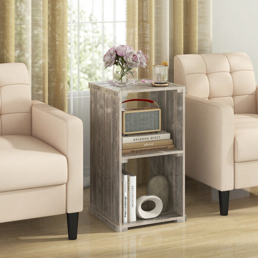 2-Cube Storage Shelf with Open Back and 3-Tier Shelf-Light Gray