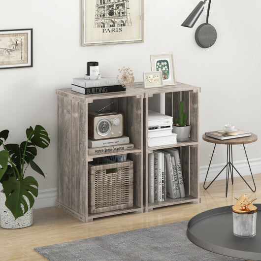 2-Cube Storage Shelf with Open Back and 3-Tier Shelf-Light Gray