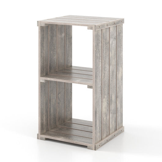 2-Cube Storage Shelf with Open Back and 3-Tier Shelf-Light Gray