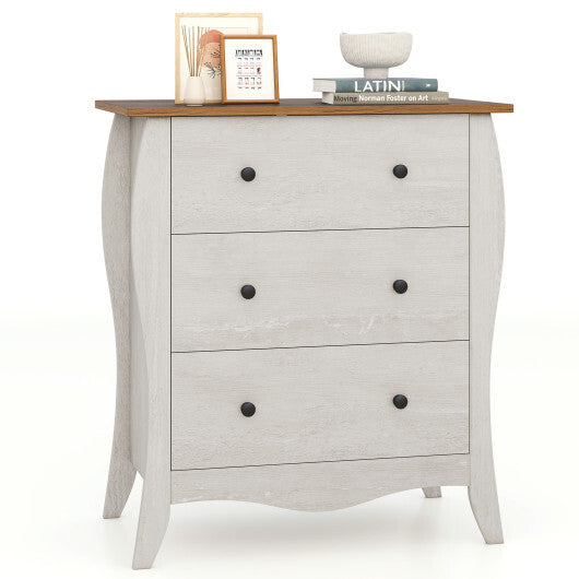 Dresser for Bedroom with 3 Folding Fabric Drawers and Anti-tipping Kit-Brown