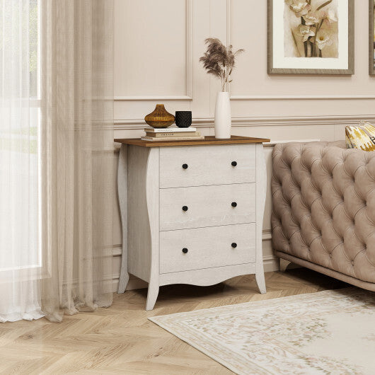 Dresser for Bedroom with 3 Folding Fabric Drawers and Anti-tipping Kit-Brown