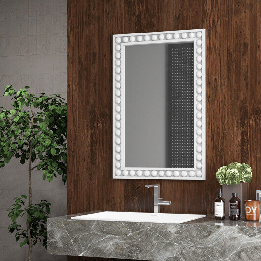 24 x 36 Inches Rustic Wall Mirror with Solid Wood Frame for Living Room  Bedroom-Brown