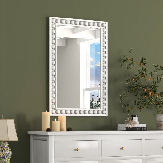 24 x 36 Inches Rustic Wall Mirror with Solid Wood Frame for Living Room  Bedroom-Brown