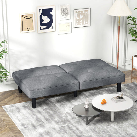 Convertible Folding Futon Sofa Bed with 6-Position Adjustable Backrest-Gray