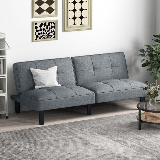 Convertible Folding Futon Sofa Bed with 6-Position Adjustable Backrest-Gray