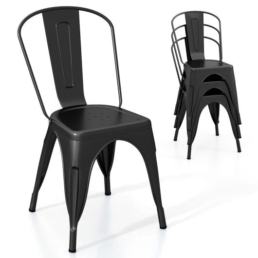 Metal Dining Chairs Set of 4 with Removable Backrest for Dining Room Restaurant Living Room-Gun