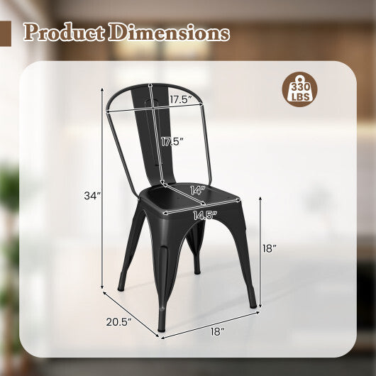 Metal Dining Chairs Set of 4 with Removable Backrest for Dining Room Restaurant Living Room-Gun