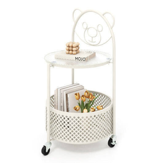 Modern Sofa Side Table on Lockable Wheels for Living Room Bedroom Study-Gold