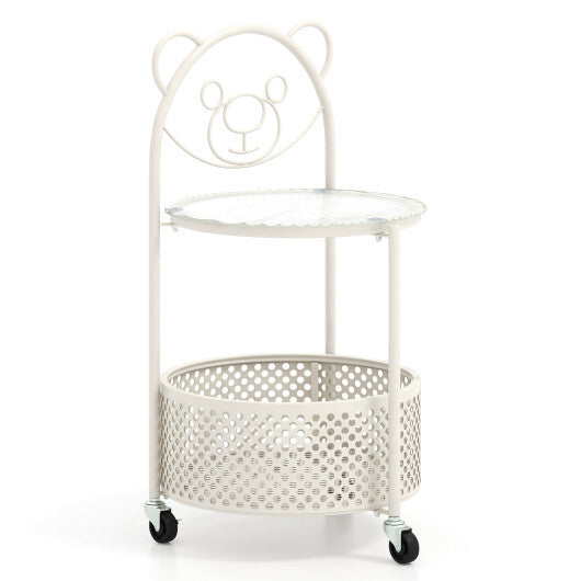 Modern Sofa Side Table on Lockable Wheels for Living Room Bedroom Study-Gold