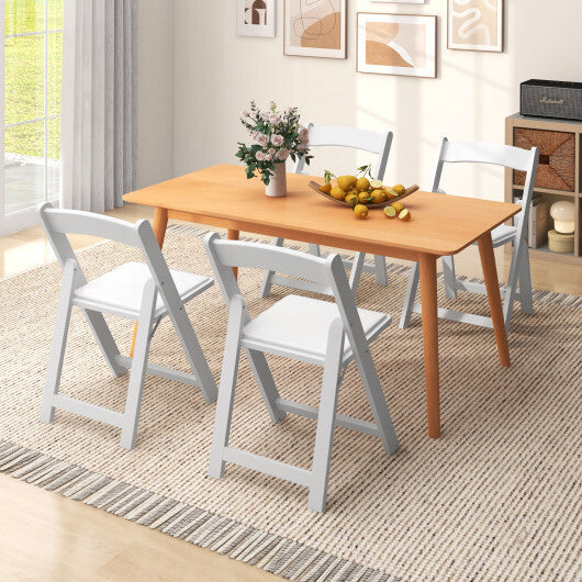 Set of 4 Dining Chairs Foldable Kitchen Chair with Rubber Wood Legs and Padded Seat-Black