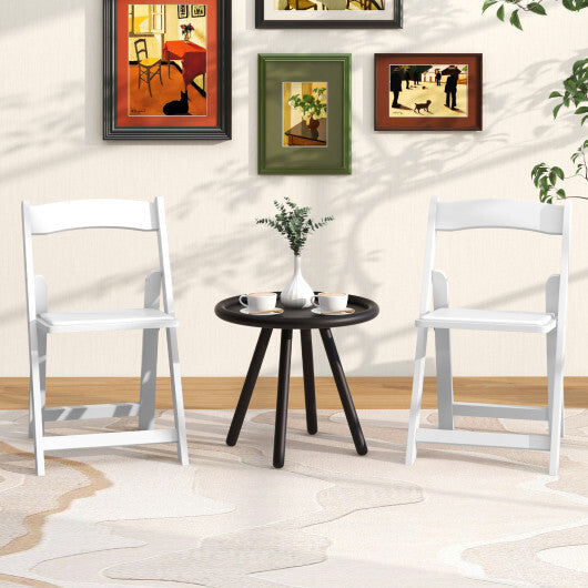 Set of 4 Dining Chairs Foldable Kitchen Chair with Rubber Wood Legs and Padded Seat-Black