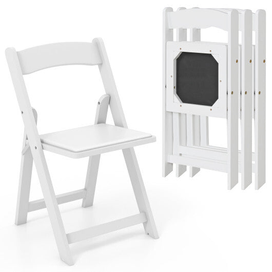 Set of 4 Dining Chairs Foldable Kitchen Chair with Rubber Wood Legs and Padded Seat-Black