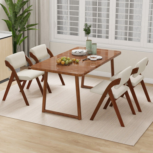 Set of 2 Folding Kitchen Dining Chairs with Rubber Wood Legs-Natural