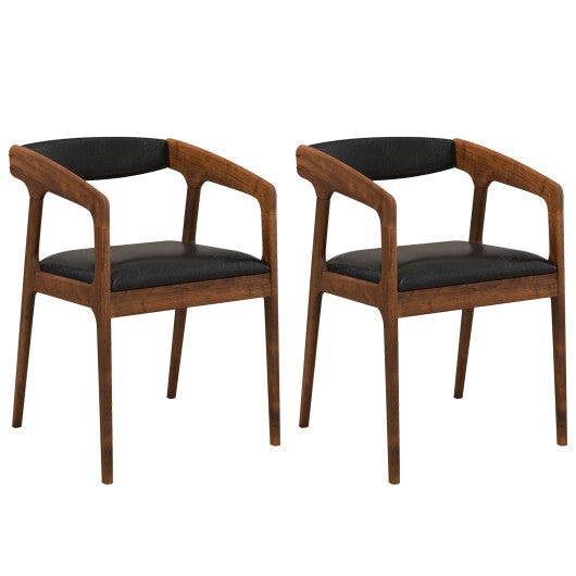 Upholstered Armchairs Set of 2 with Cozy Backrest and Padded Seat Cushion-Brown