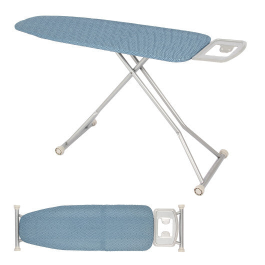 57" x 16.5" Carbon Steel Ironing Table with Iron Rest and 7-Level Height-Blue