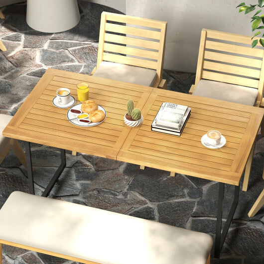 Indoor Outdoor Teak Wood Slatted Tabletop Panel Board Split in 2 Square