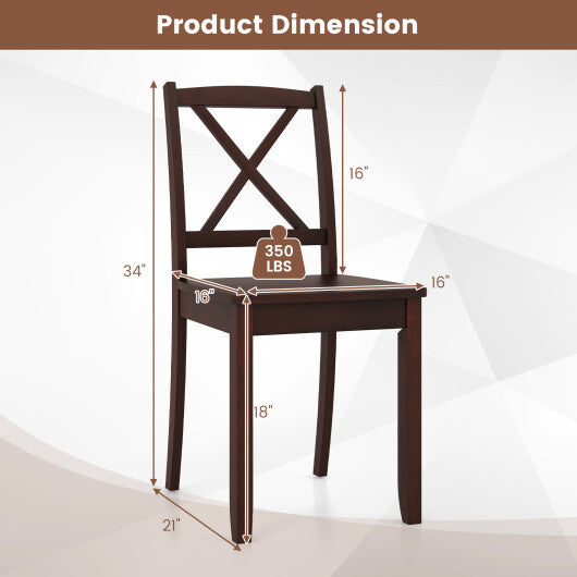 Wood Dining Chair Set of 2 with Rubber Wood Legs and Curved Backrest-Black