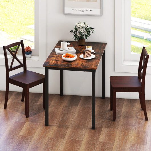 Wood Dining Chair Set of 2 with Rubber Wood Legs and Curved Backrest-Black