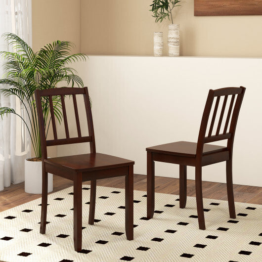 Wood Dining Chair Set of 2 with Rubber Wood Legs-White