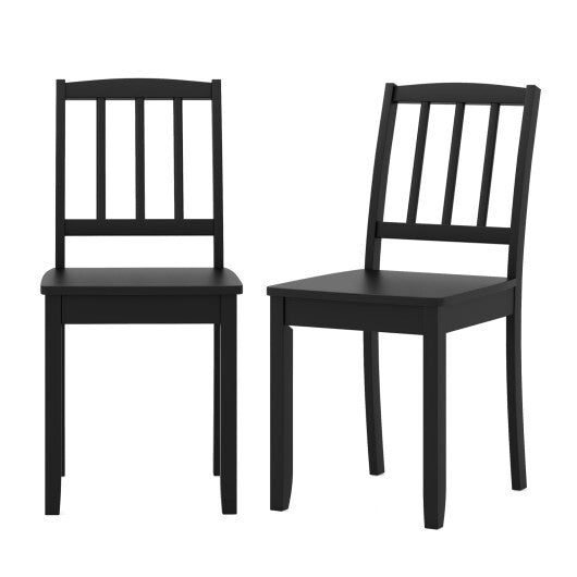 Wood Dining Chair Set of 2 with Rubber Wood Legs-White